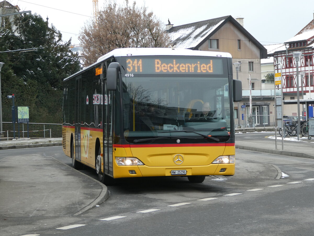 (245'394) - PostAuto Zentralschweiz - Nr. 50/NW 25'296/PID 4916 - Mercedes (ex Nr. 30; ex Thepra, Stans Nr. 30) am 25. Januar 2023 beim Bahnhof Stans