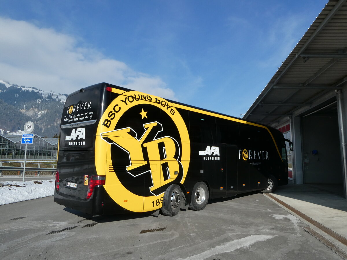 (245'537) - AFA Adelboden - Nr. 21/BE 1898 - Setra (ex Edelline, Liebefeld Nr. 54) am 29. Januar 2023 in Frutigen, Garage