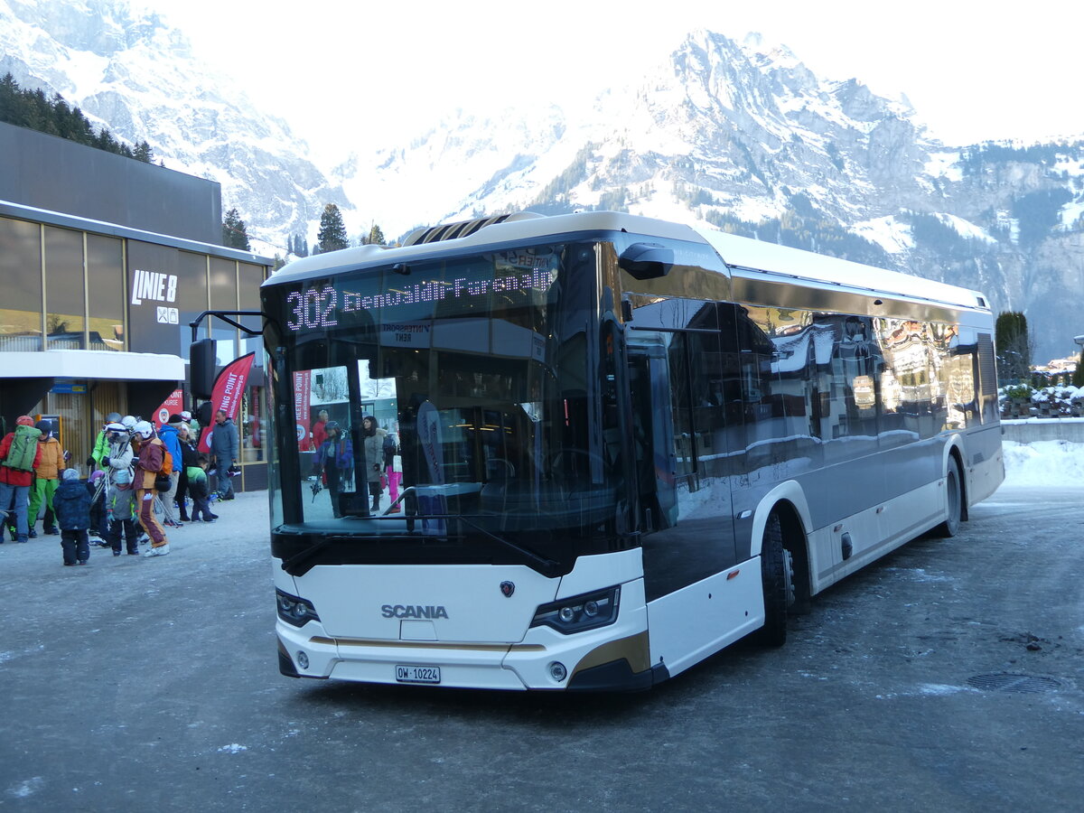 (246'108) - EAB Engelberg - Nr. 2/OW 10'224 - Scania am 14. Februar 2023 in Engelberg, Talstation Titlis