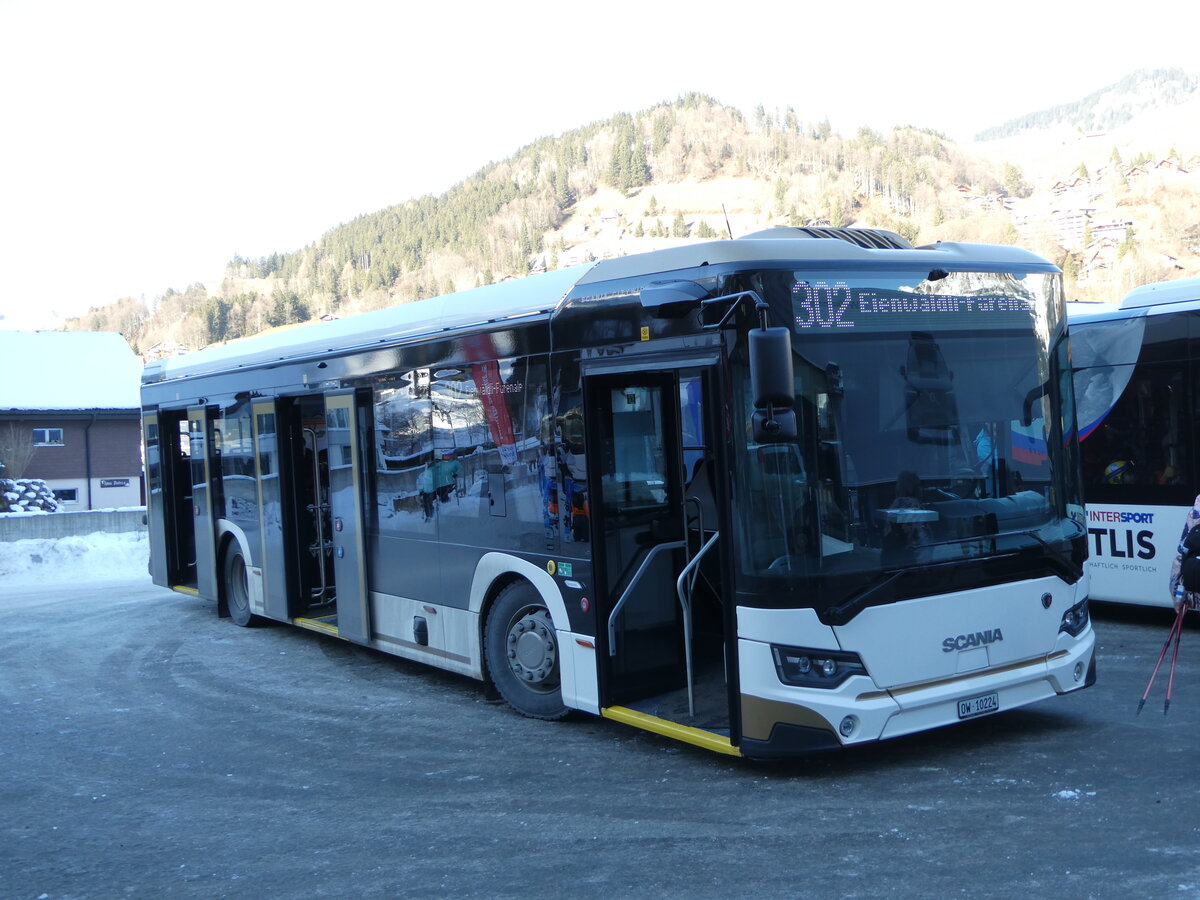 (246'109) - EAB Engelberg - Nr. 2/OW 10'224 - Scania am 14. Februar 2023 in Engelberg, Talstation Titlis