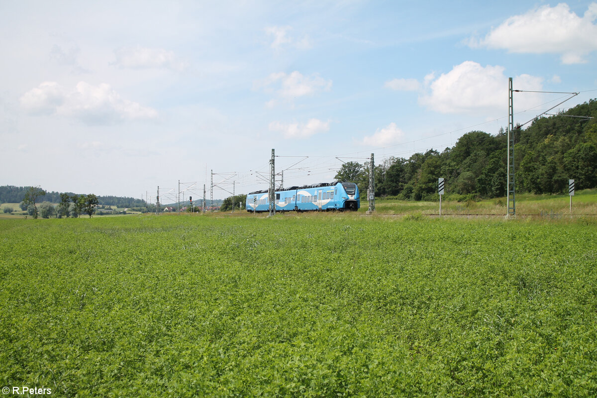 2463 007 als RE80 57222 Treuchtlingen - Würzburg bei Oberdachstetten. 08.06.24