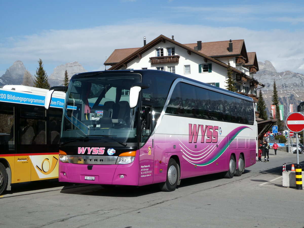 (246'500) - Wyss, Boningen - SO 21'263 - Setra (ex Nr. 50) am 24. Februar 2023 in Flumserberg, Tannenboden