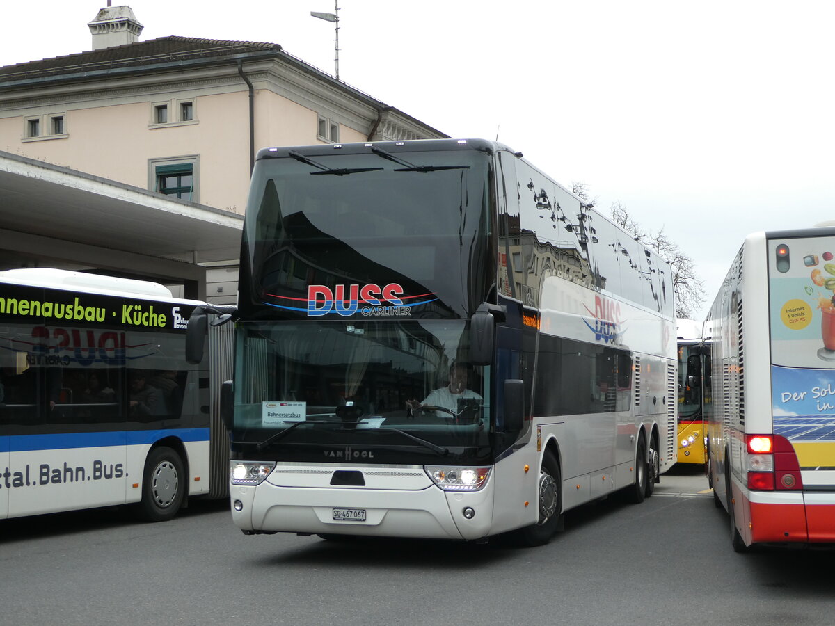 (246'601) - Duss, Neuhaus - SG 467'067 - Van Hool am 25. Februar 2023 beim Bahnhof Frauenfeld