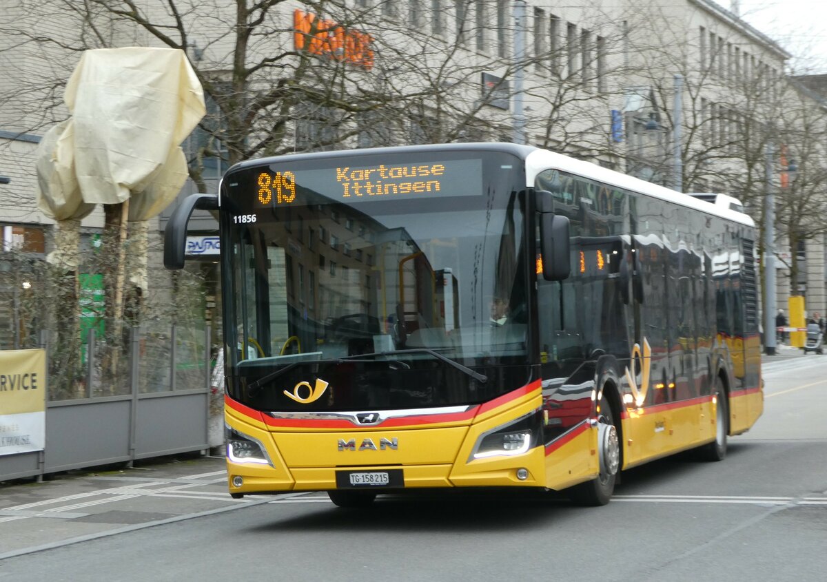 (246'607) - PostAuto Ostschweiz - TG 158'215/PID 11'856 - MAN am 25. Februar 2023 beim Bahnhof Frauenfeld