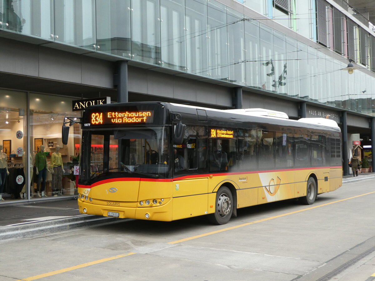 (246'625) - PostAuto Ostschweiz - TG 158'053/PID 10'079 - Solaris am 25. Februar 2023 beim Bahnhof Frauenfeld