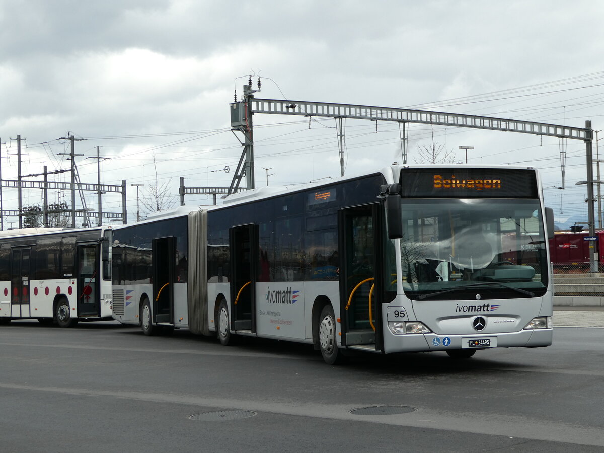 (247'013) - Aus Liechtenstein: Matt, Mauren - Nr. 95/FL 34'495 - Mercedes (ex Werner, D-Bensheim) am 9. Mrz 2023 beim Bahnhof Buchs