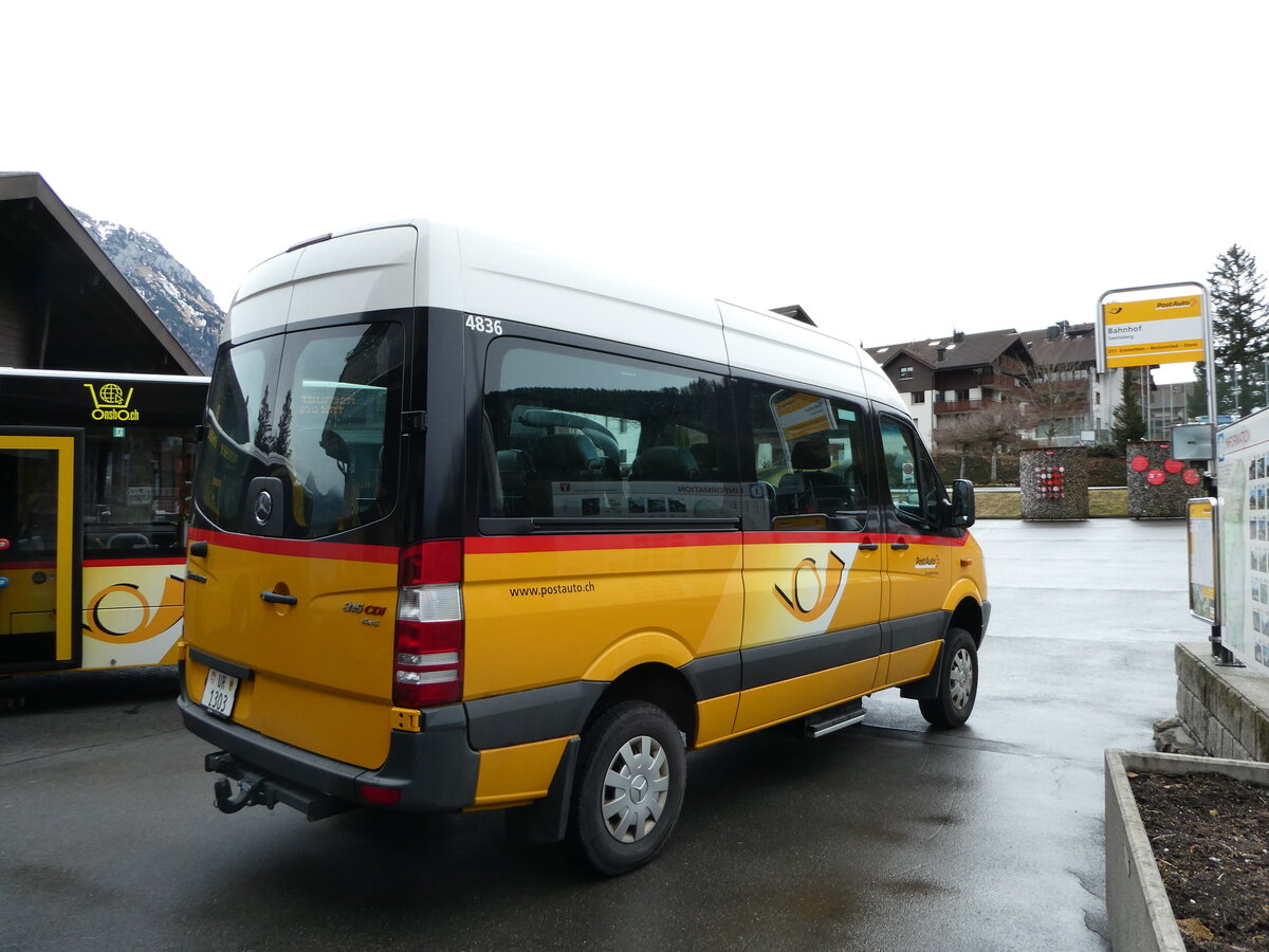 (247'082) - TSP Seelisberg - UR 1303/PID 4836 - Mercedes (ex Schnider, Schüpfheim) am 10. März 2023 beim Bahnhof Seelisberg