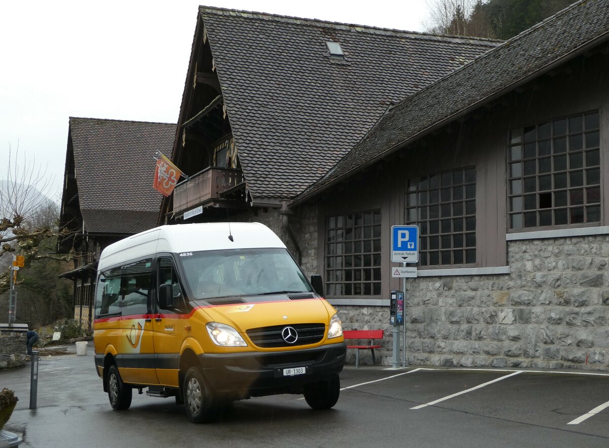 (247'088) - TSB Seelisberg - UR 1303/PID 4836 - Mercedes (ex Schnider, Schüpfheim) am 10. März 2023 in Treib, Schiffstation