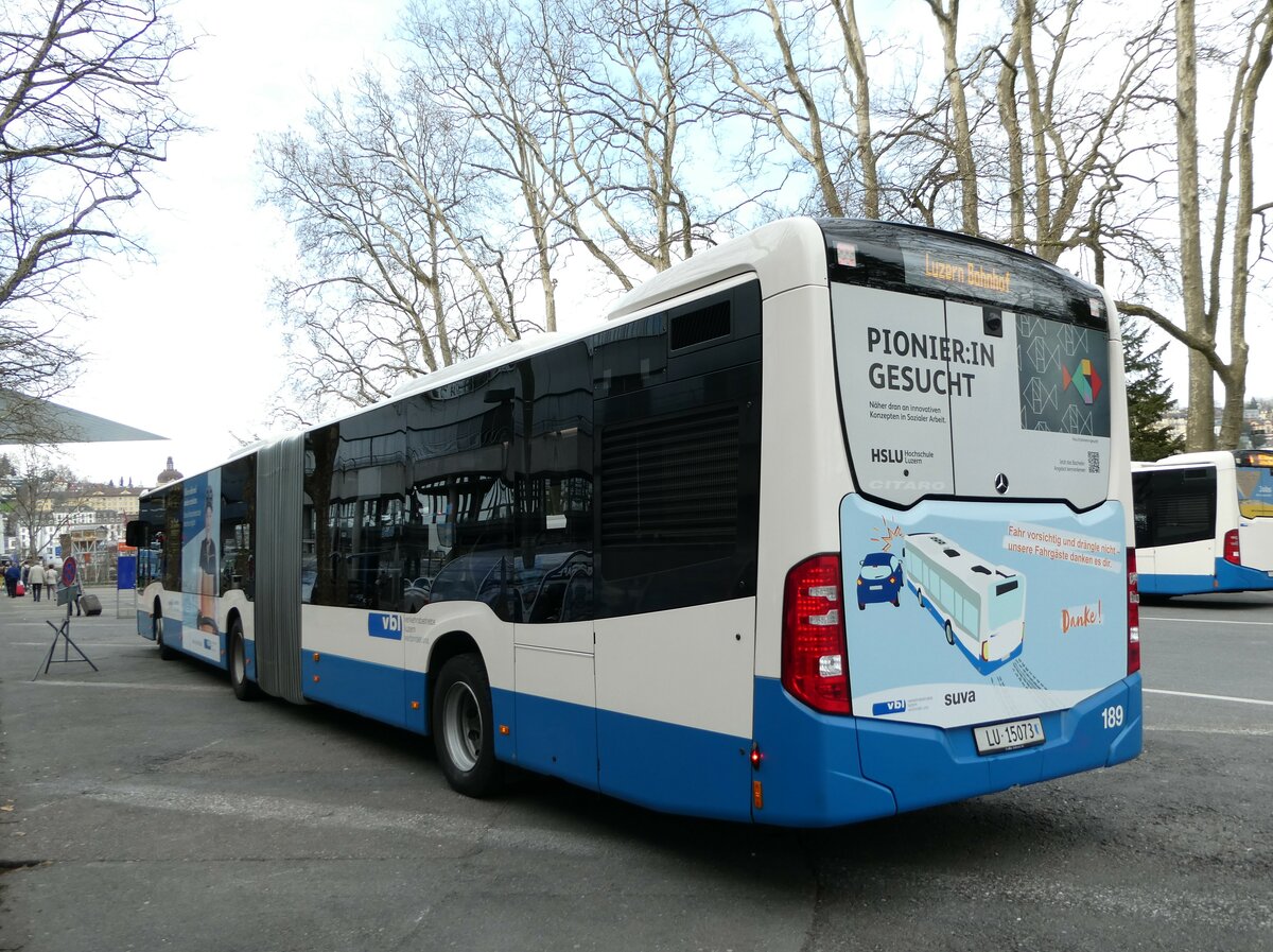 (247'464) - VBL Luzern - Nr. 189/LU 15'073 - Mercedes am 18. Mrz 2023 in Luzern, Inseli-P