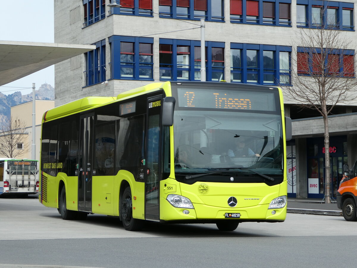 (247'507) - Aus Liechtenstein: BOS PS Anstalt, Vaduz - Nr. 551/FL 40'218 - Mercedes (ex PLA Vaduz Nr. 46/PID 10'587) am 21. Mrz 2023 beim Bahnhof Buchs