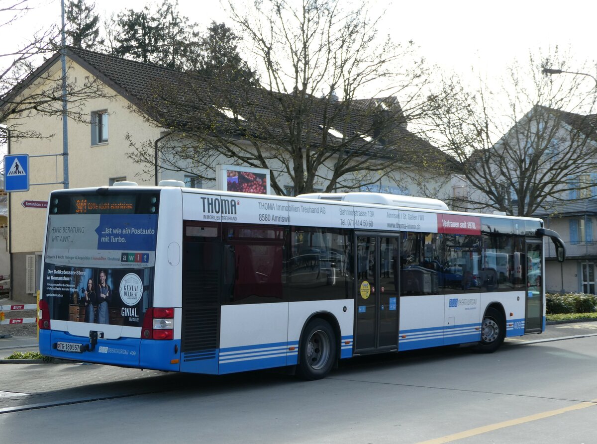 (247'816) - BOTG Amriswil - Nr. 409/TG 180'557 - MAN (ex Nr. 14) am 28. Mrz 2023 beim Bahnhof Amriswil