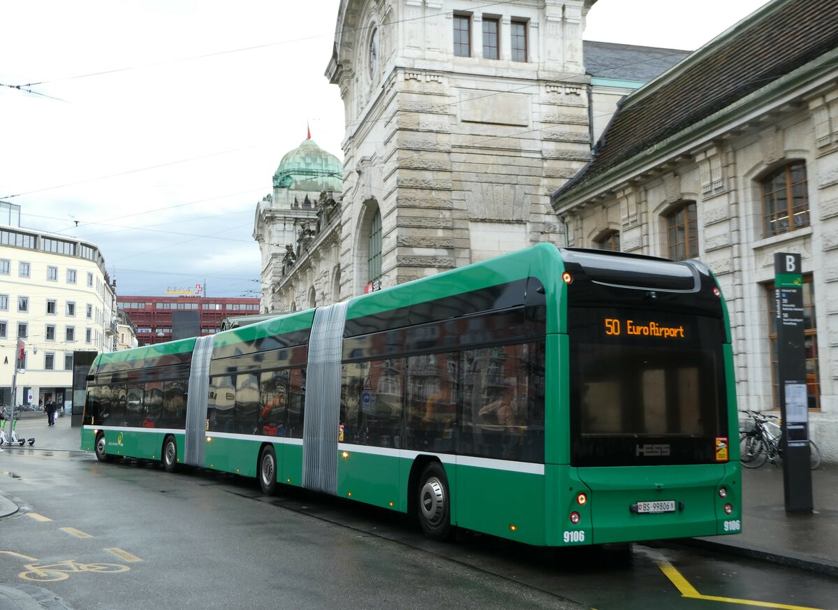 (247'858) - BVB Basel - Nr. 9106/BS 99'806 - Hess am 30. Mrz 2023 beim Bahnhof Basel