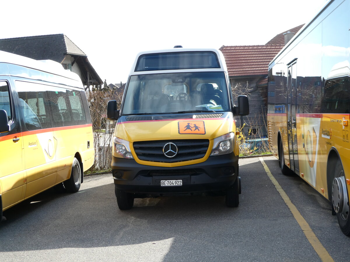 (248'006) - Engeloch, Riggisberg - Nr. 16/BE 704'922/PID 10'410 - Mercedes (ex PostAuto Ostschweiz Nr. 1; ex Haas, Appenzell) am 4. April 2023 in Riggisberg, Garage