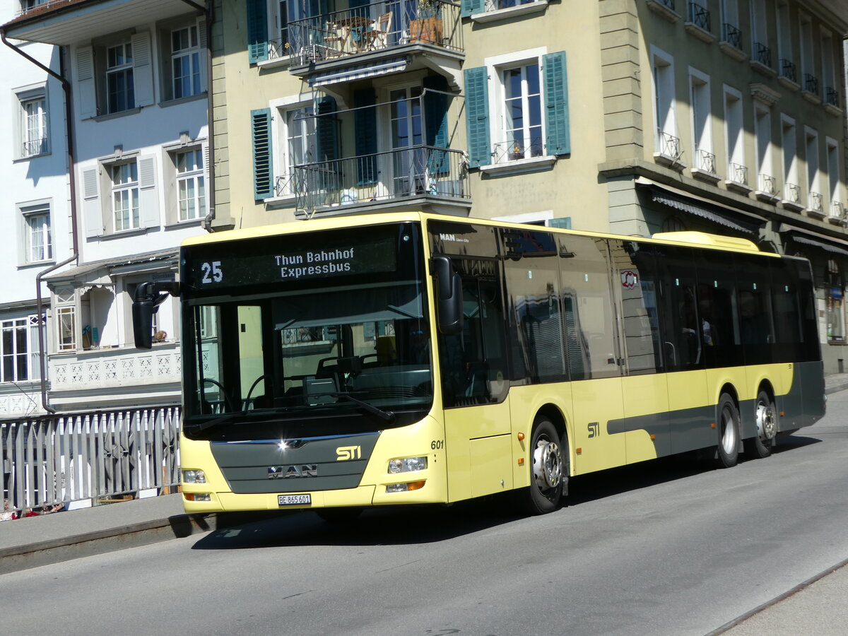 (248'026) - STI Thun - Nr. 601/BE 865'601 - MAN am 5. April 2023 in Thun, Sinnebrcke