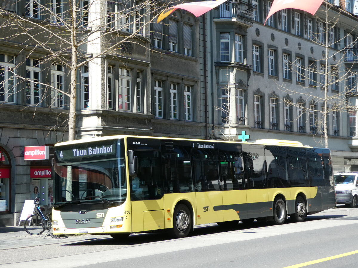 (248'030) - STI Thun - Nr. 603/BE 634'603 - MAN am 5. April 2023 in Thun, Bahnhofstrasse