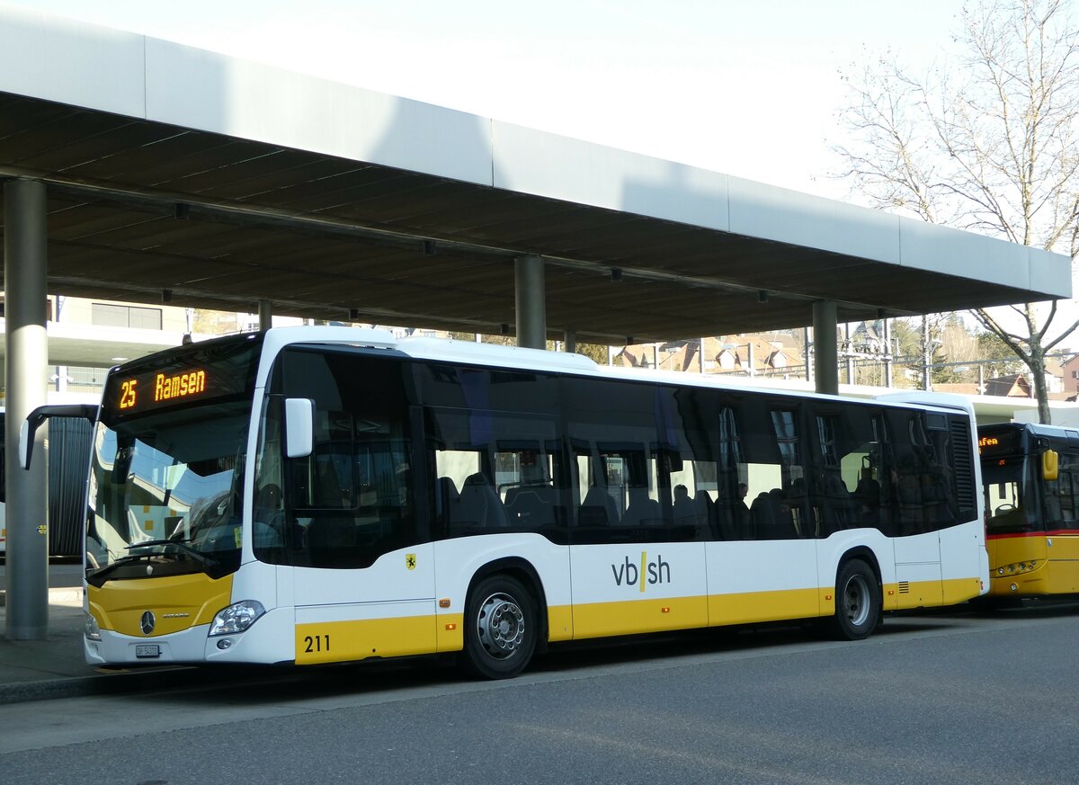 (248'034) - VBSH Schaffhausen - Nr. 211/SH 54'311 - Mercedes (ex SB Schaffhausen Nr. 11) am 6. April 2023 beim Bahnhof Schaffhausen