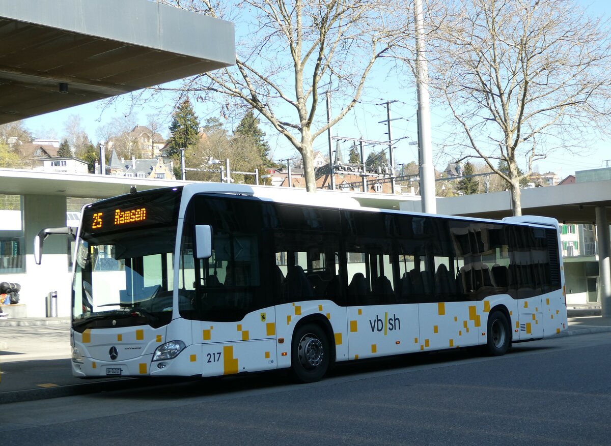 (248'088) - VBSH Schaffhausen - Nr. 217/SH 54'317 - Mercedes (ex SB Schaffhausen Nr. 17) am 6. April 2023 beim Bahnhof Schaffhausen