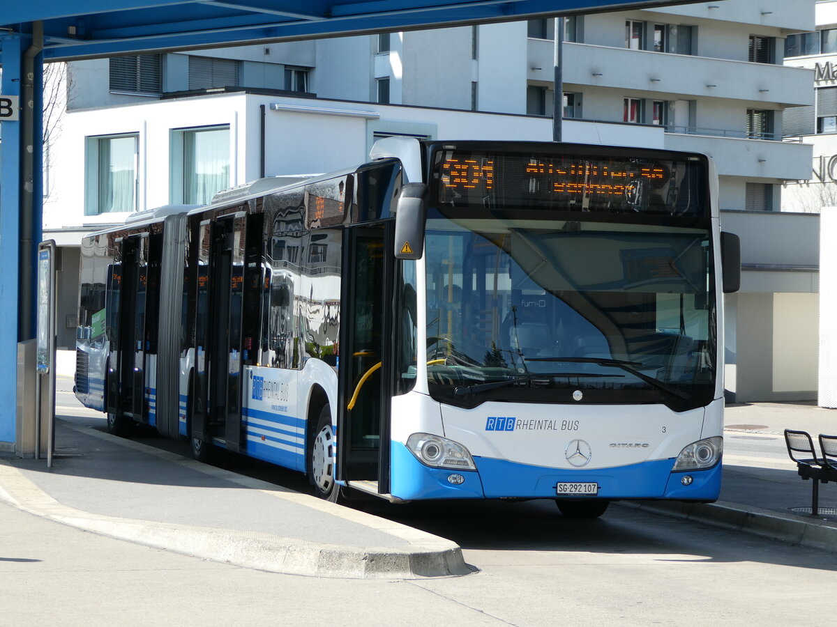 (248'103) - RTB Altsttten - Nr. 3/SG 292'107 - Mercedes am 6. April 2023 beim Bahnhof Heerbrugg