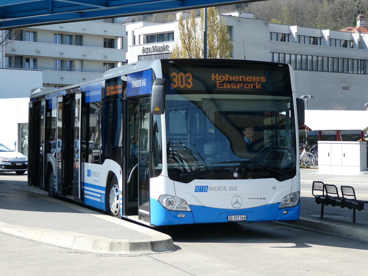 (248'106) - RTB Altsttten - Nr. 38/SG 157'346 - Mercedes am 6. April 2023 beim Bahnhof Heerbrugg