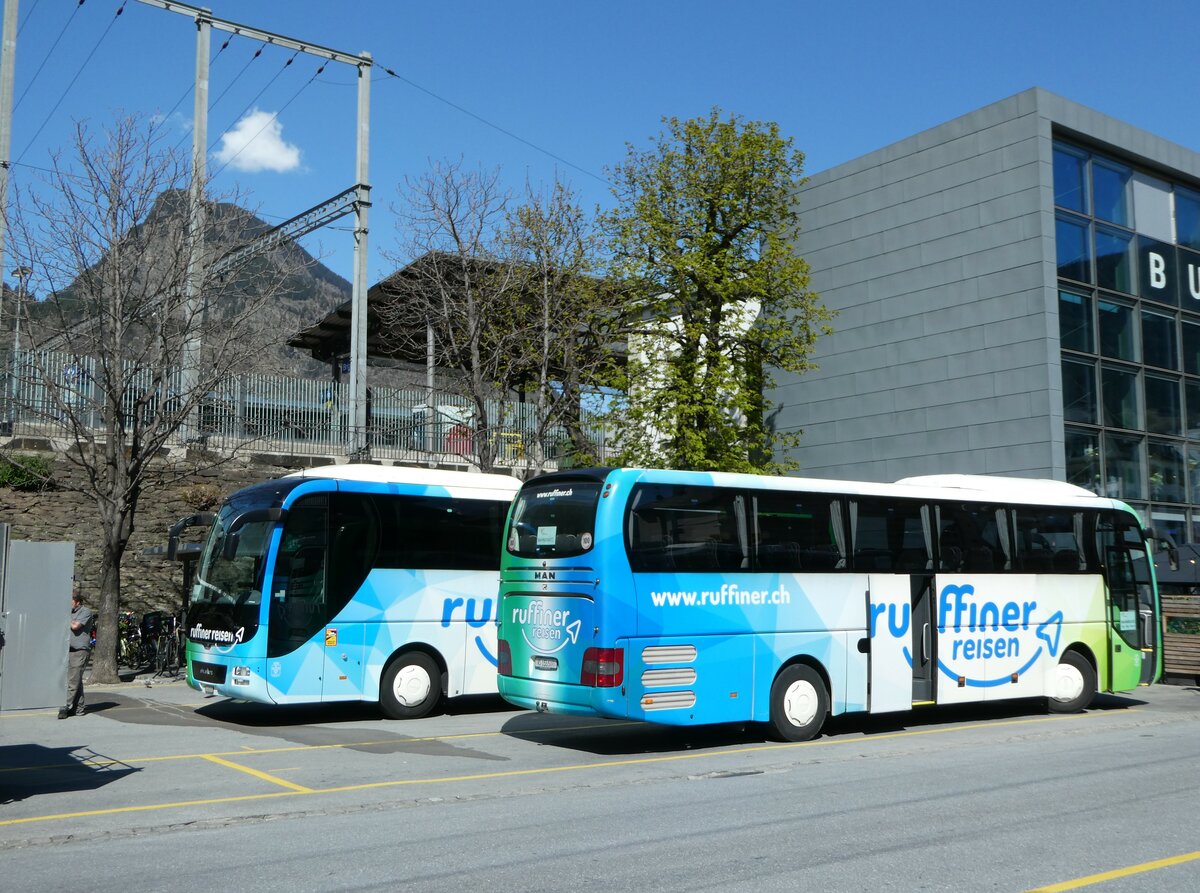 (248'324) - Ruffiner, Turtmann - VS 155'508 - MAN am 9. April 2023 beim Bahnhof Brig