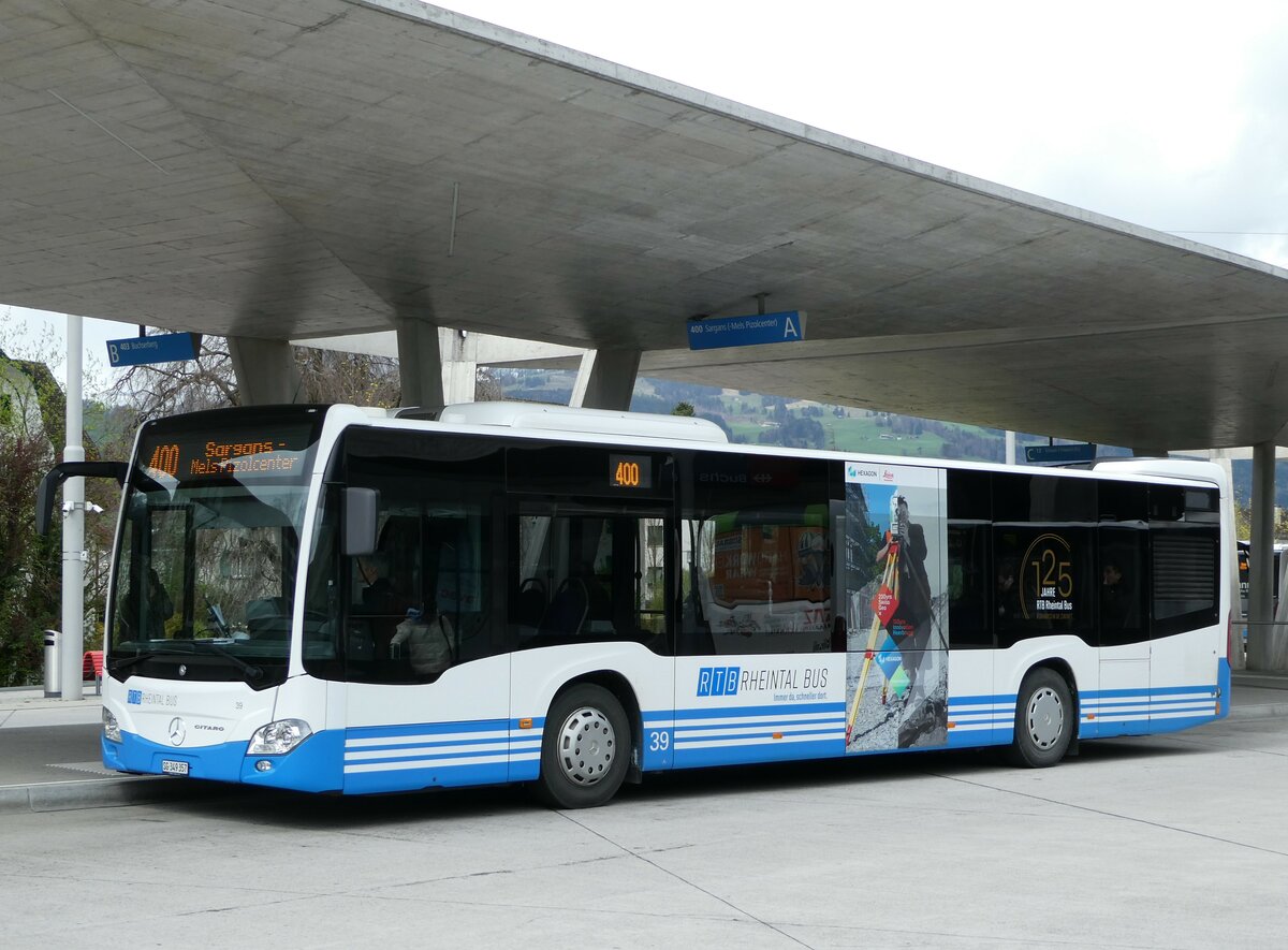 (248'468) - RTB Altsttten - Nr. 39/SG 349'357 - Mercedes am 13. April 2023 beim Bahnhof Buchs