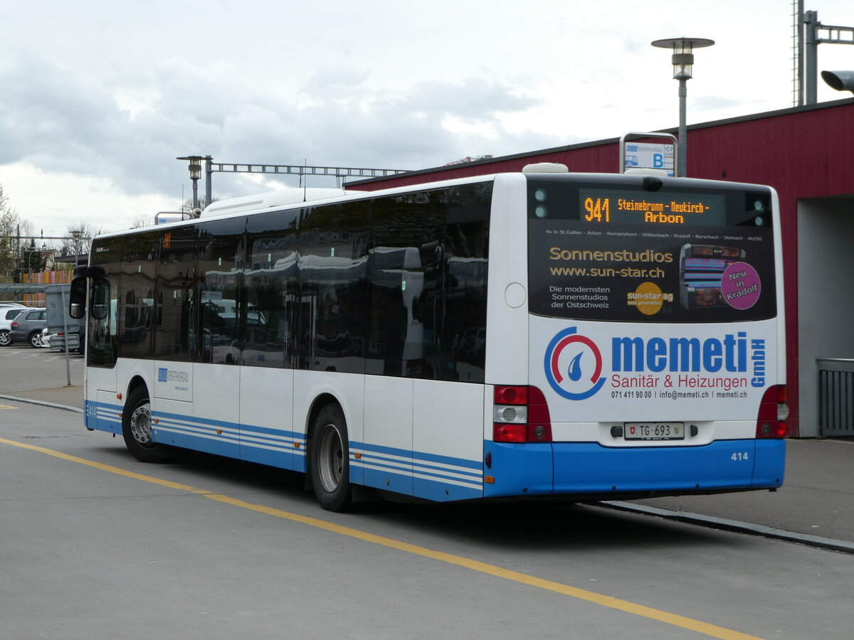 (248'519) - BOTG Amriswil - Nr. 414/TG 693 - MAN am 13. April 2023 beim Bahnhof Amriswil