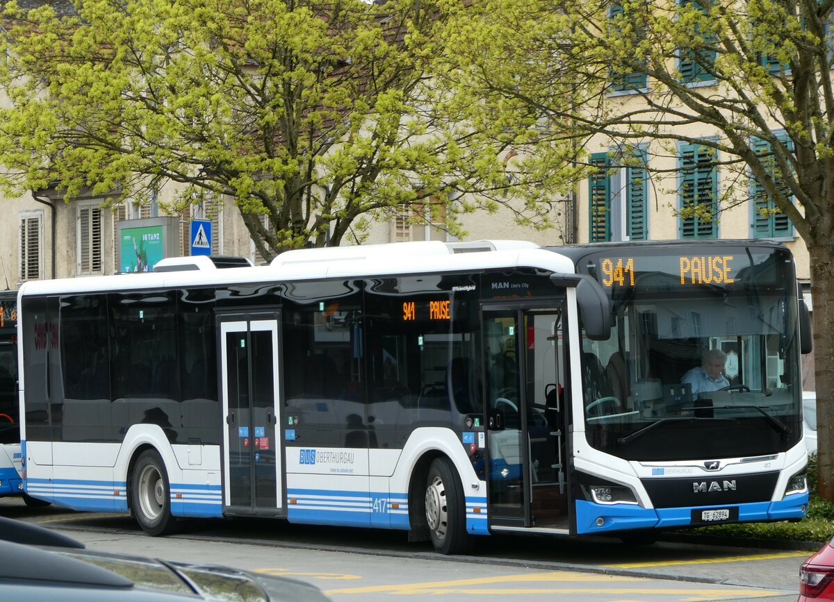 (248'532) - BOTG Amriswil - Nr. 417/TG 62'894 - MAN am 13. April 2023 beim Bahnhof Amriswil