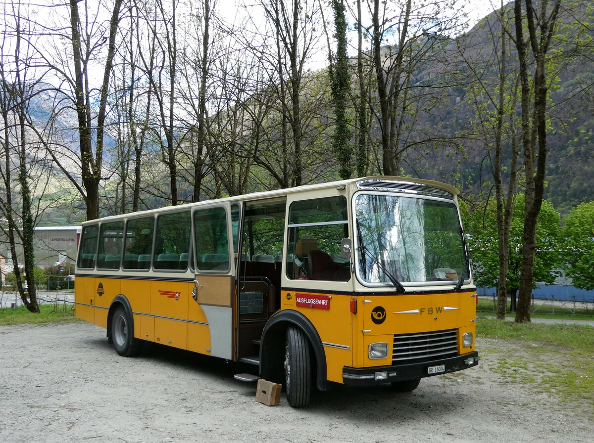 (248'724) - Wittwer, Chur - GR 16'004 - FBW/Gangloff (ex Eggenberger, Mriken; ex AVG Grindelwald Nr. 11; ex P 24'170) am 16. April 2023 in San Vittore, Grotto Matafontana