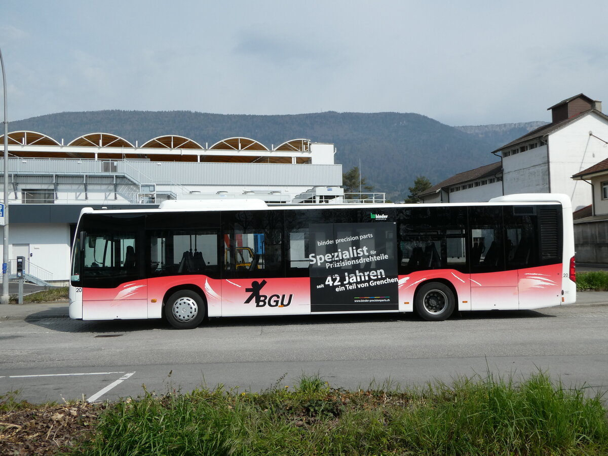 (249'005) - BGU Grenchen - Nr. 20/SO 185'013 - Mercedes am 22. April 2023 beim Bahnof Grenchen Sd