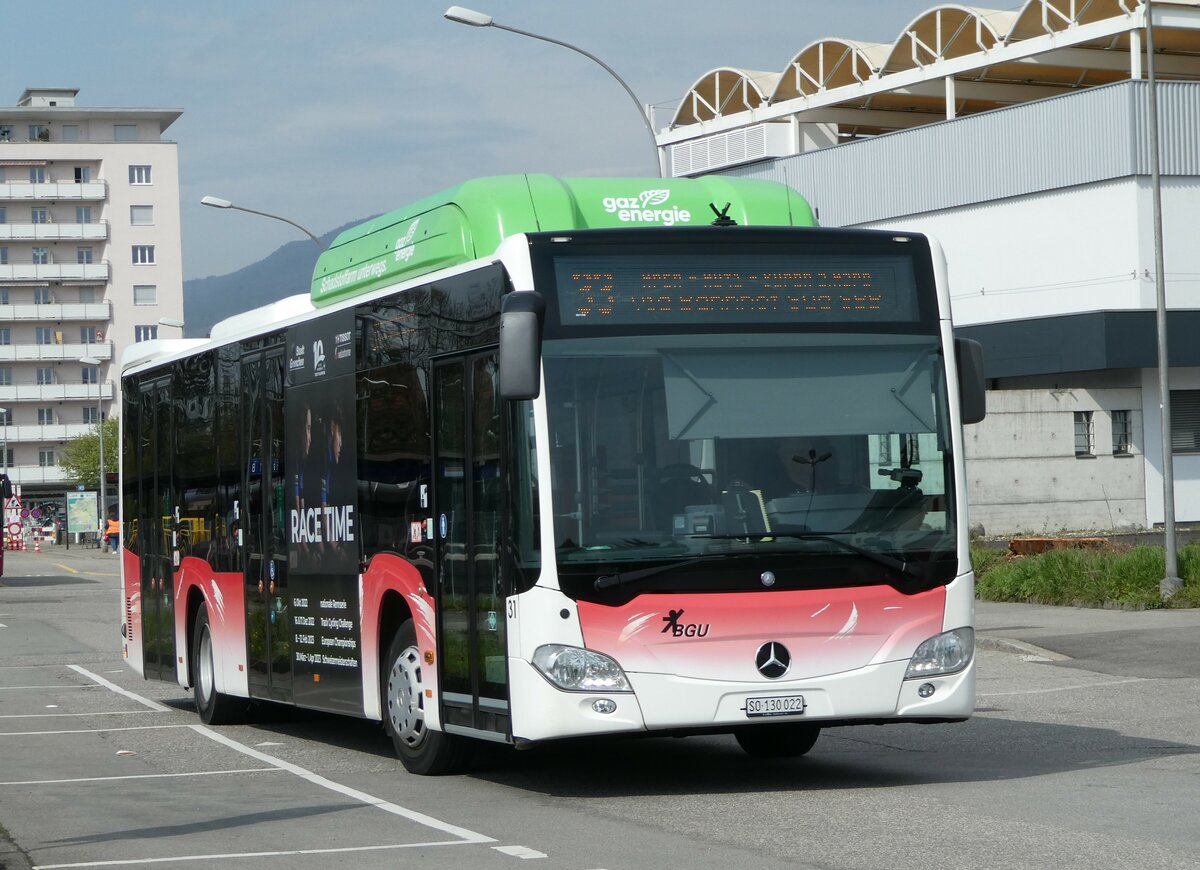 (249'007) - BGU Grenchen - Nr. 31/SO 130'022 - Mercedes am 22. April 2023 beim Bahnhof Grenchen Sd