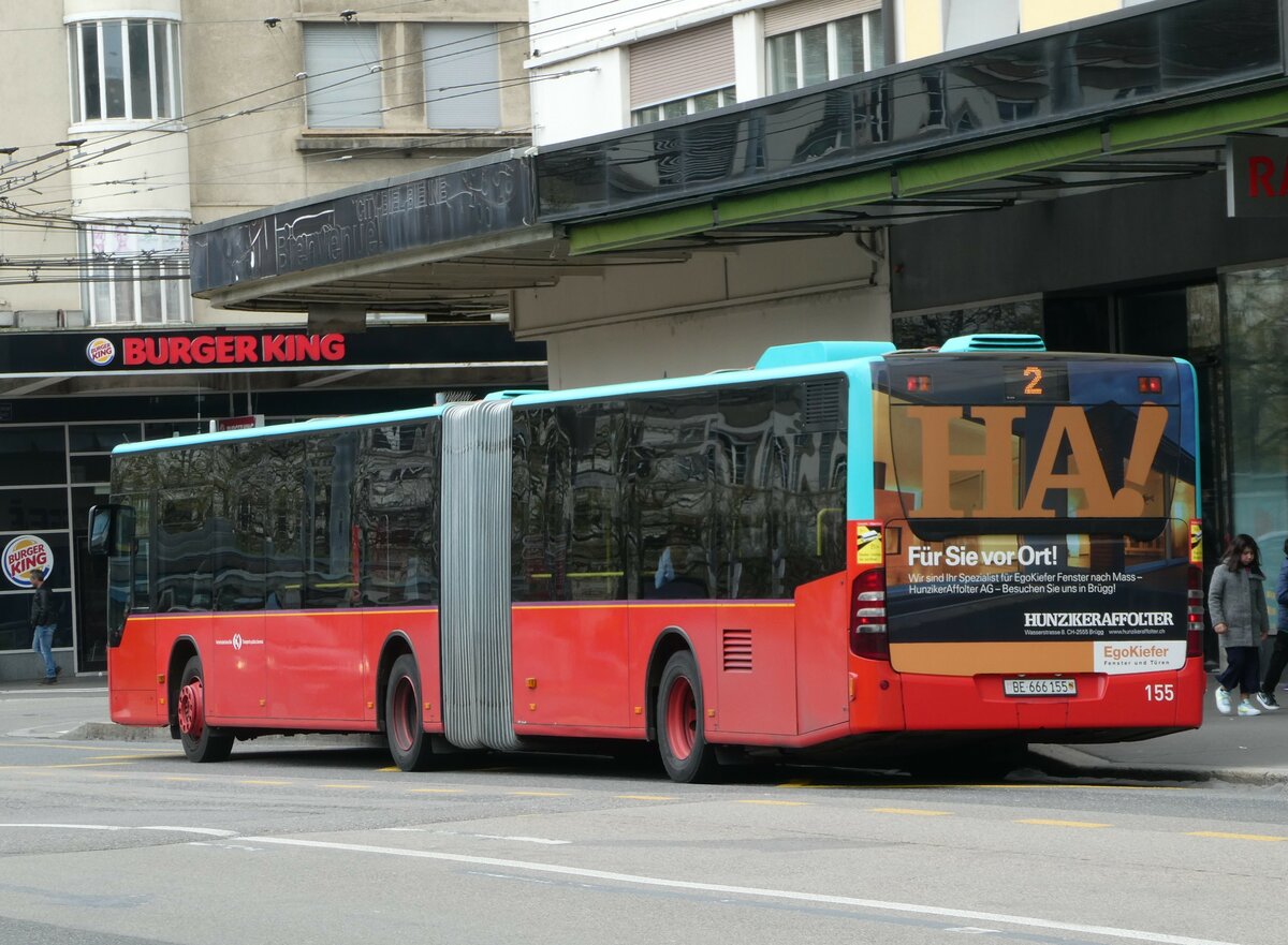 (249'034) - VB Biel - Nr. 155/BE 666'155 - Mercedes am 22. April 2023 beim Bahnhof Biel