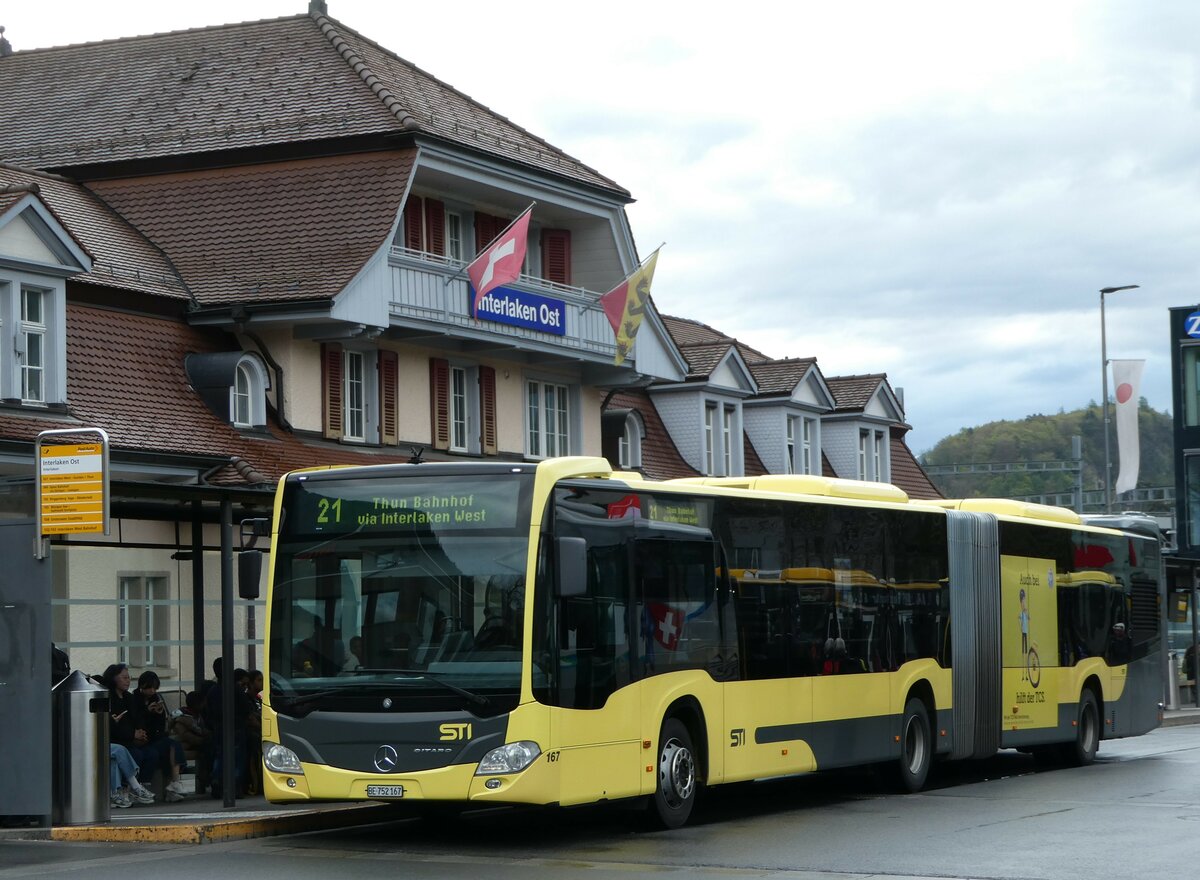 (249'181) - STI Thun - Nr. 167/BE 752'167 - Mercedes am 28. April 2023 beim Bahnhof Interlaken Ost