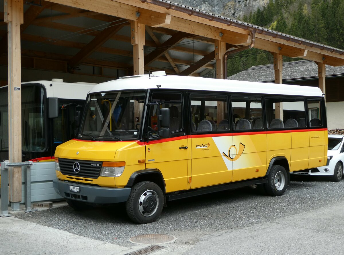 (249'240) - PostAuto Bern - BE 755'377/PID 5683 - Mercedes/Kusters am 28. April 2023 in Stechelberg, Garage