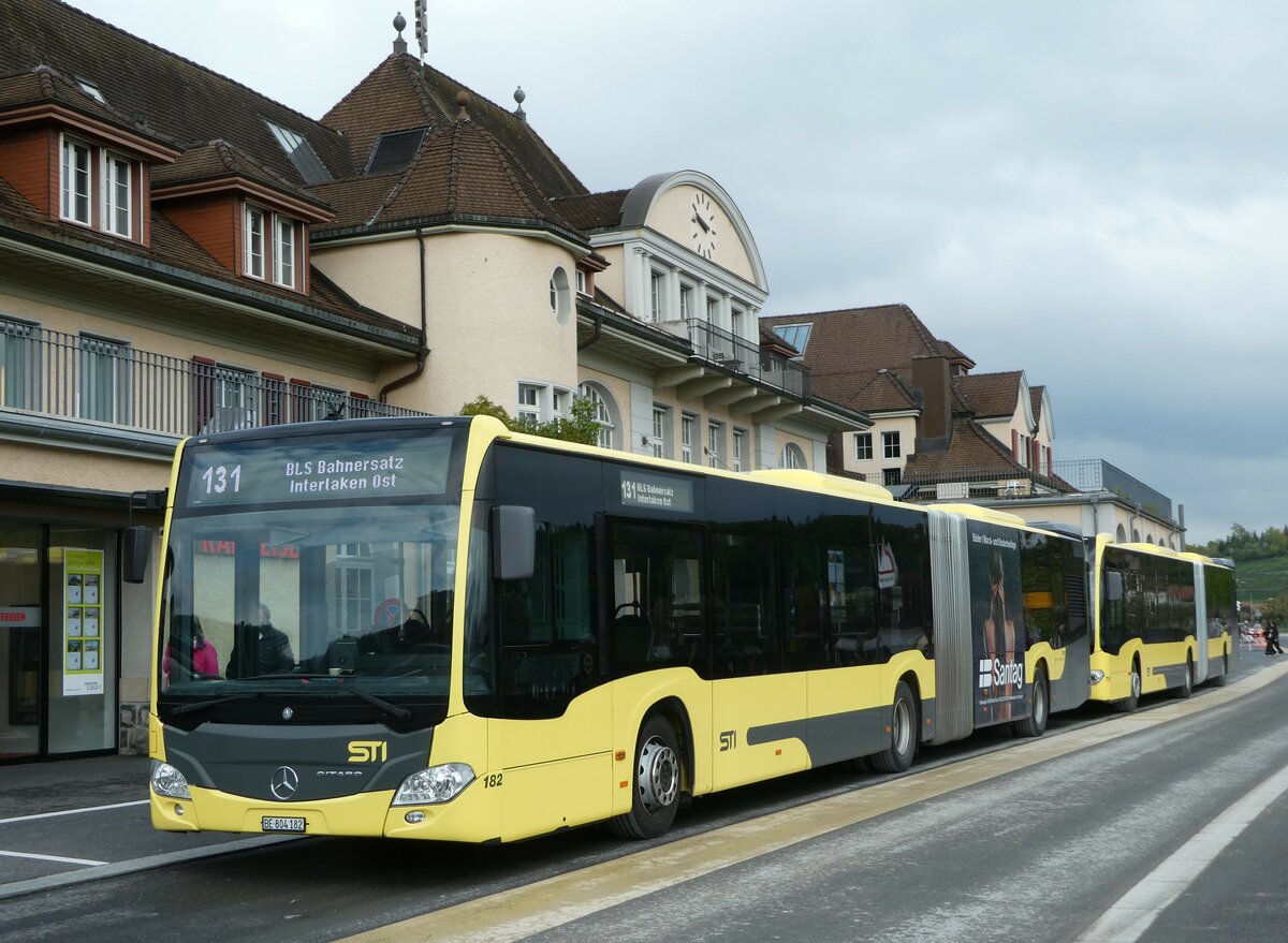 (249'358) - STI Thun - Nr. 182/BE 804'182 - Mercedes am 2. Mai 2023 beim Bahnhof Spiez