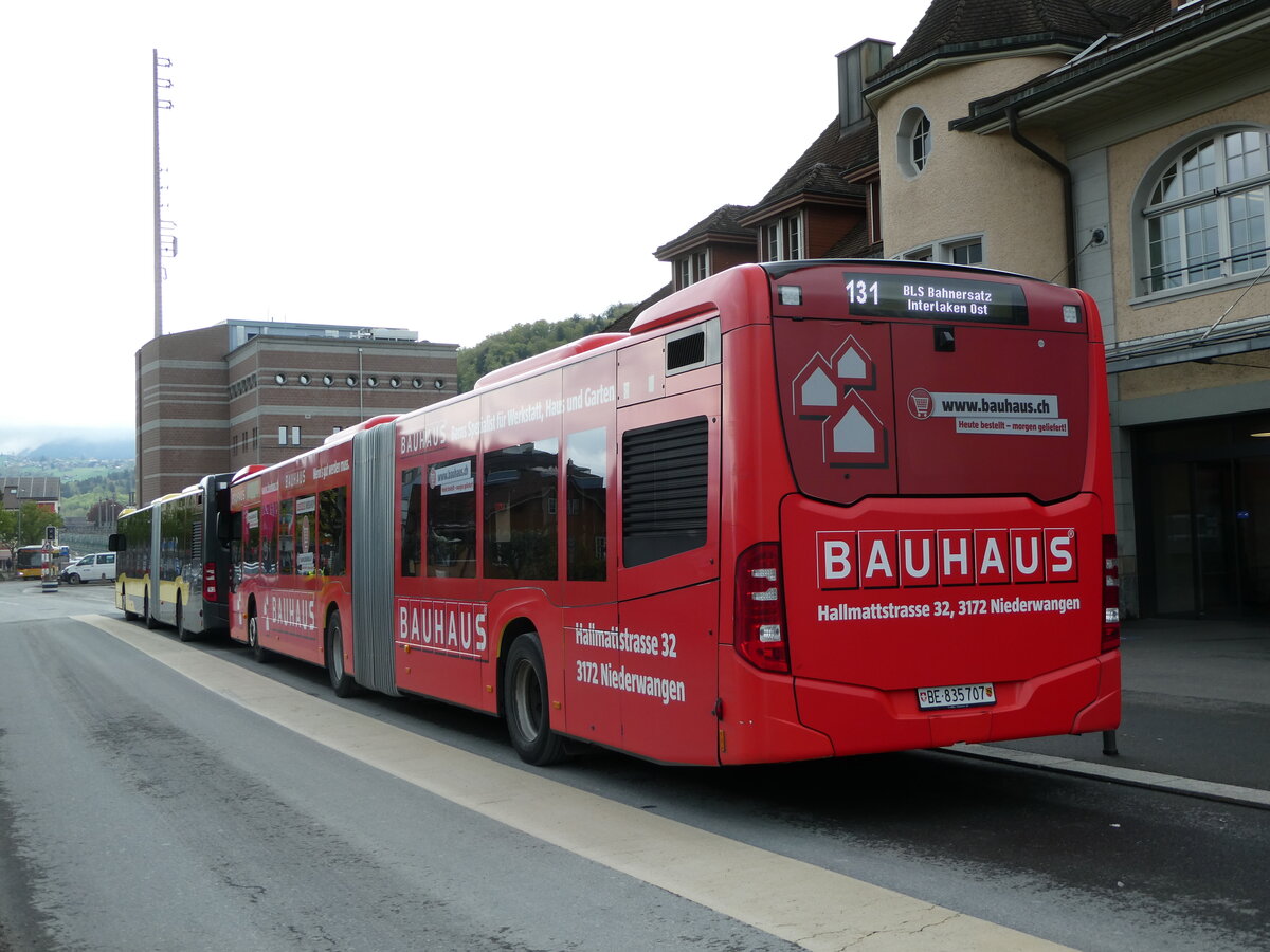 (249'376) - STI Thun - Nr. 707/BE 835'707 - Mercedes am 2. Mai 2023 beim Bahnhof Spiez