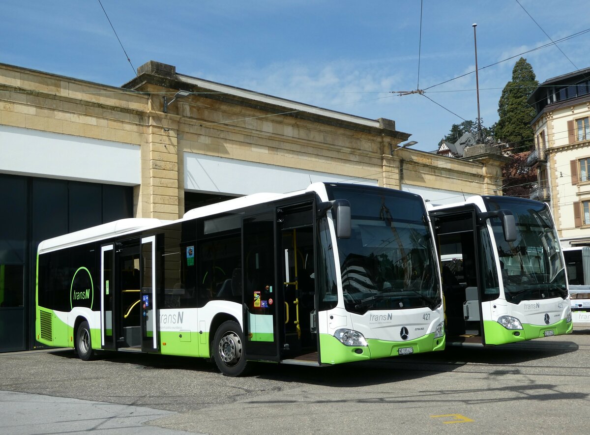 (249'609) - transN, La Chaux-de-Fonds - Nr. 427/NE 195'427 - Mercedes am 5. Mai 2023 in Neuchtel, Dpt