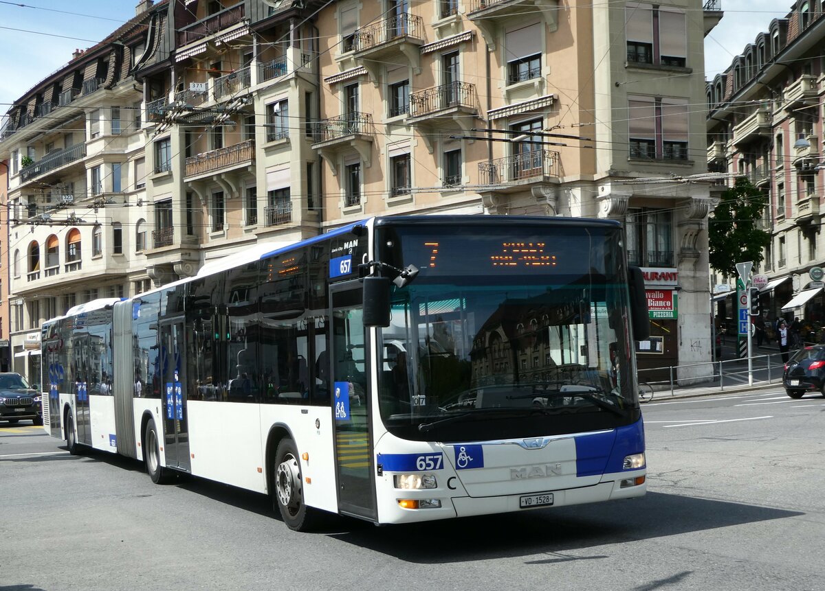 (249'674) - TL Lausanne - Nr. 657/VD 1528 - MAN am 5. Mai 2023 in Lausanne, Chauderon