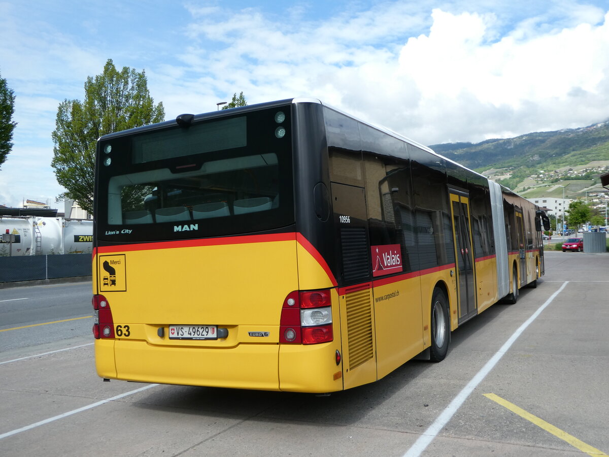 (249'943) - PostAuto Wallis - Nr. 63/VS 49'629/PID 10'956 - MAN am 13. Mai 2023 in Sierre, Garage TSAR