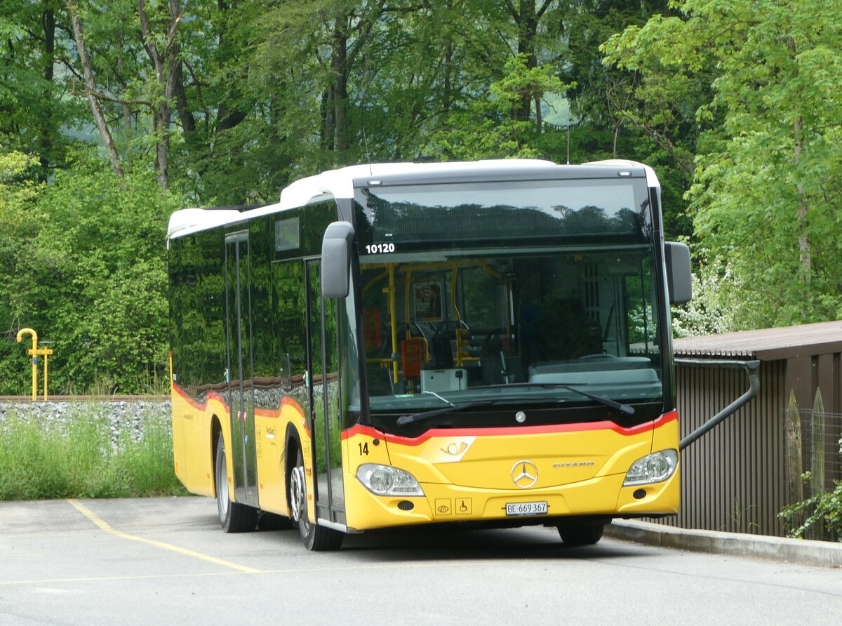 (250'272) - PostAuto Bern - Nr. 14/BE 669'367/PID 10'120 - Mercedes (ex Thepra, Stans Nr. 20) am 20. Mai 2023 in Laupen, Garage