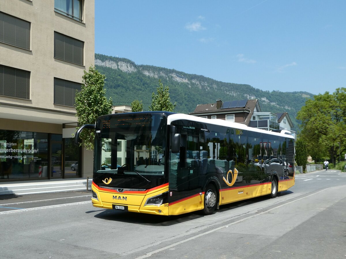 (250'881) - PostAuto Zentralschweiz - Nr. 512/NW 25'361/PID 11'905 - MAN am 1. Juni 2023 beim Bahnhof Stans