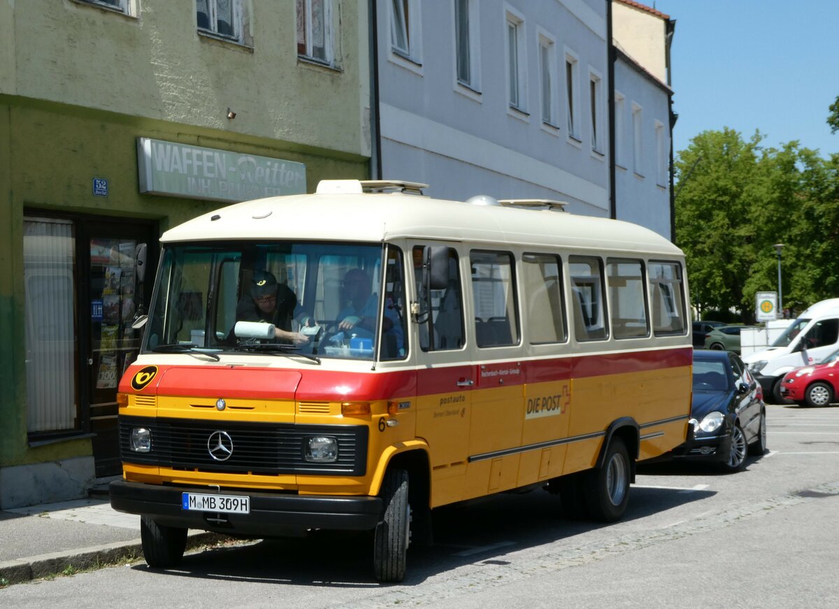 (250'994) - Hahn, Mnchen - Nr. 6/M-MB 309H - Mercedes (ex Mller, CH-Ennetmoos Nr. 6; ex Portenier, CH-Adelboden Nr. 6/PID 492; ex Geiger, CH-Adelboden Nr. 6) am 4. Juni 2023 in Dingolfing, Industriemuseum