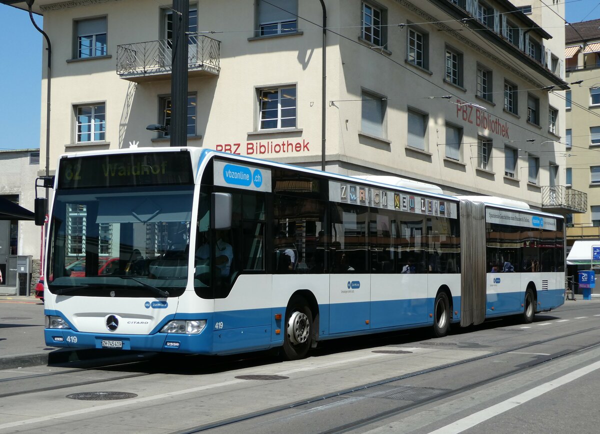 (251'479) - VBZ Zrich - Nr. 419/ZH 745'419 - Mercedes am 13. Juni 2023 beim Bahnhof Zrich Oerlikon