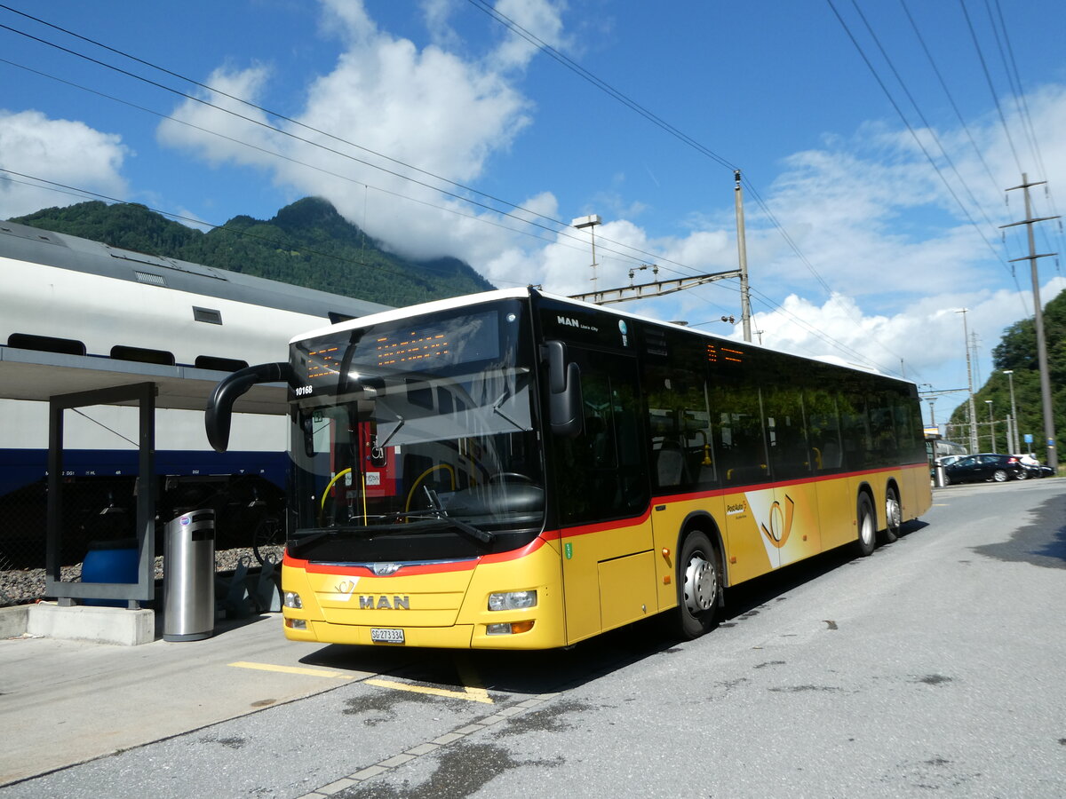 (252'325) - PostAuto Ostschweiz - SG 273'334/PID 10'168 - MAN am 4. Juli 2023 beim Bahnhof Ziegelbrcke