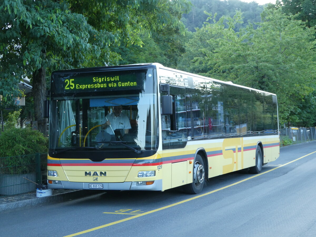 (252'528) - STI Thun - Nr. 129/BE 800'129 - MAN am 9. Juli 2023 bei der Schifflndte Thun