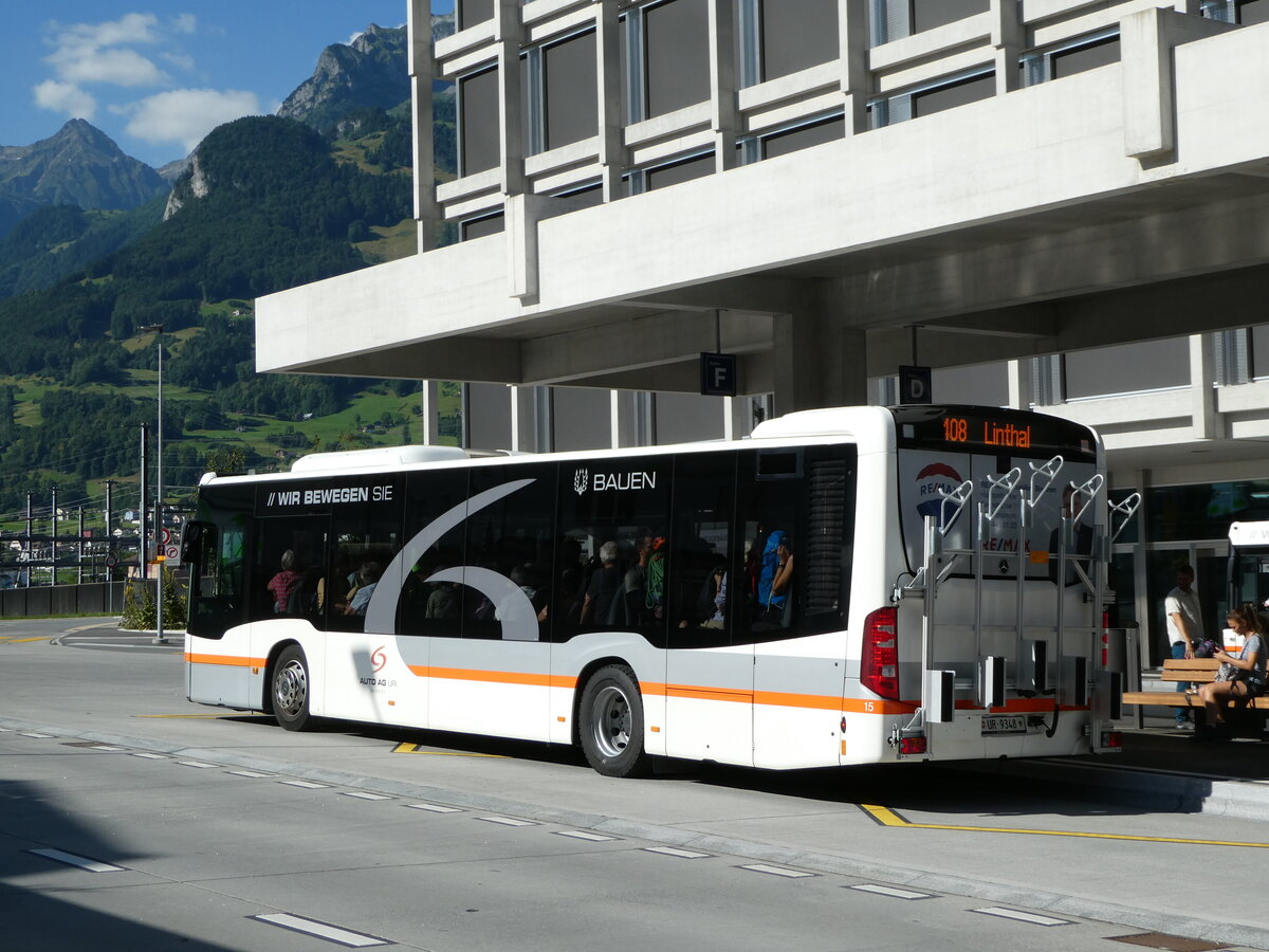 (252'690) - AAGU Altdorf - Nr. 15/UR 9348 - Mercedes am 15. Juli 2023 beim Bahnhof Altdorf