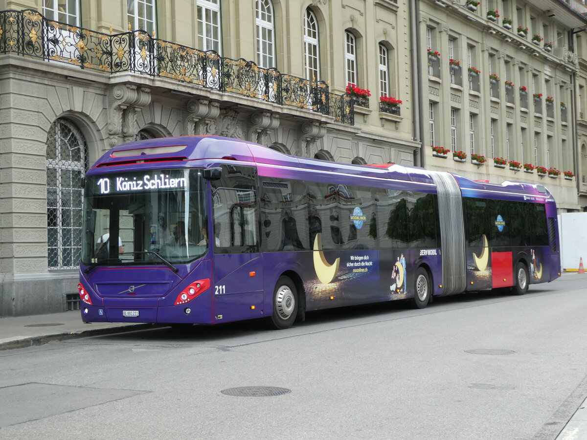 (252'934) - Bernmobil, Bern - Nr. 211/BE 881'211 - Volvo am 24. Juli 2023 in Bern, Bundesplatz