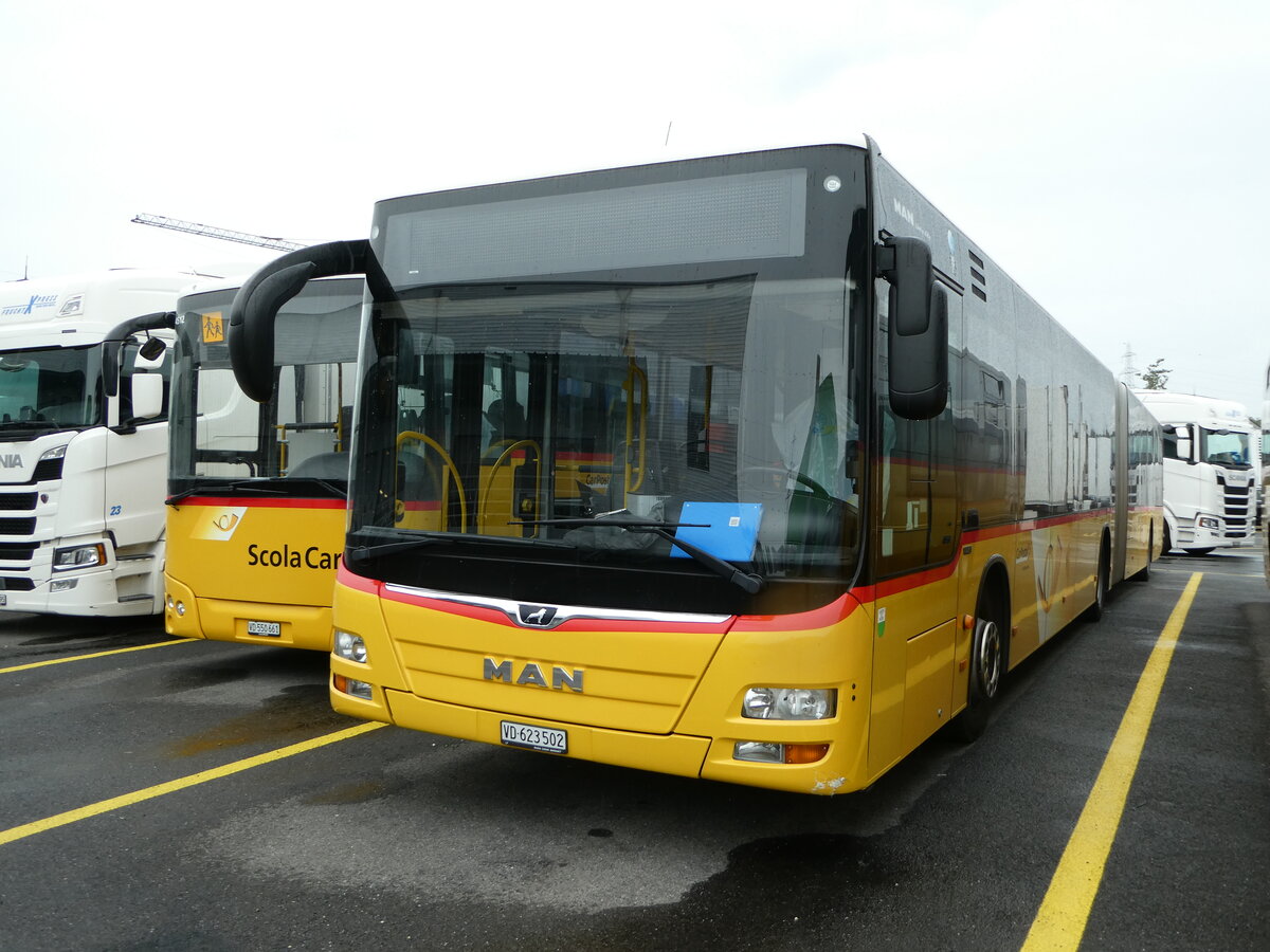 (253'150) - CarPostal Ouest - VD 623'502/PID 10'390 - MAN (ex JU 52'075; ex Nr. 35) am 29. Juli 2023 in Kerzers, Interbus