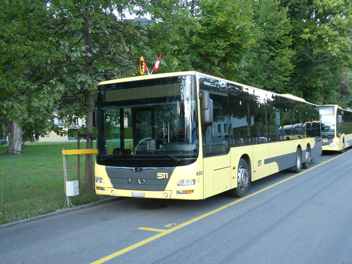 (253'262) - STI Thun - Nr. 603/BE 634'603 - MAN am 31. Juli 2023 bei der Schifflndte Thun