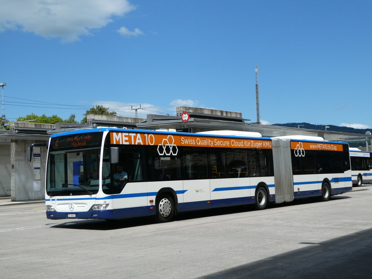 (253'359) - ZVB Zug - Nr. 34/ZG 88'034 - Mercedes am 3. August 2023 beim Bahnhof Baar