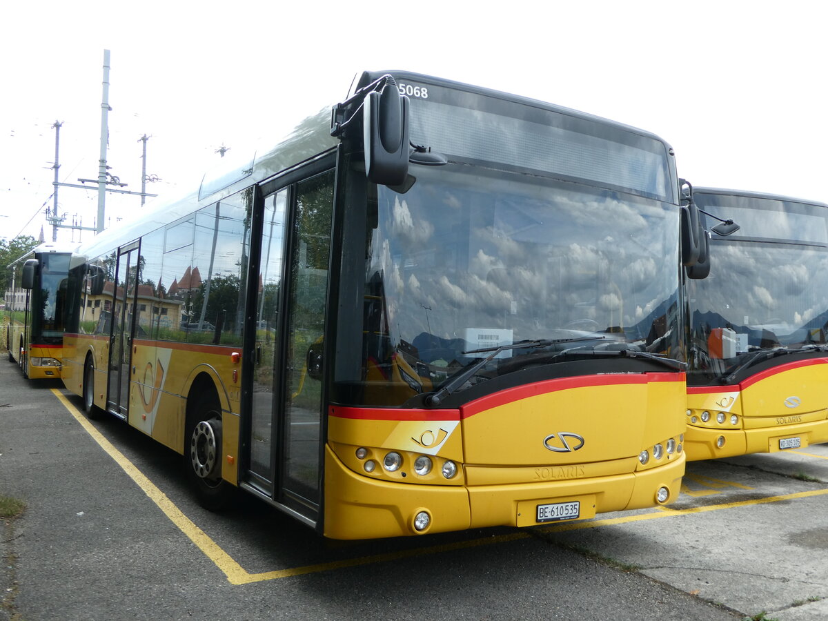 (253'727) - PostAuto Bern - BE 610'535/PID 5068 - Solaris am 12. August 2023 in Yverdon, Garage 